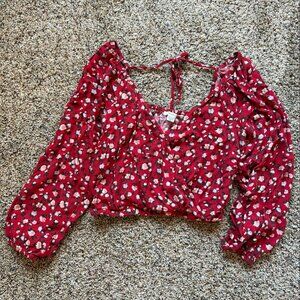 AE Long Sleeve Wrap Front Blouse